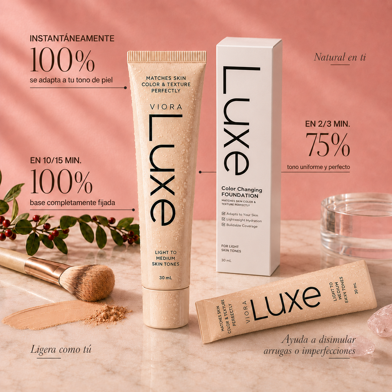 LUXE Base adaptativa que se adapta a tu pH - Realza tu belleza